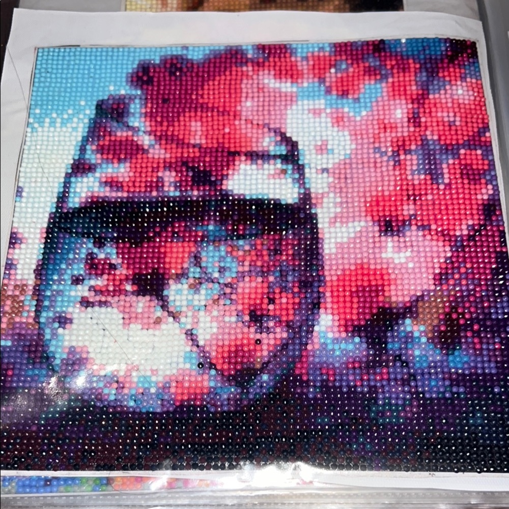 Finished Colorful Diamond Painting Art of Wine Glass